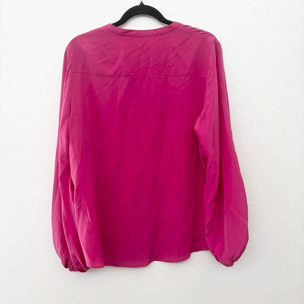 Diane von Furstenberg Tanyana Clean Silk Blouse Magenta Women's Size 12 - Picture 8 of 8
